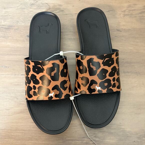 NWOT GOATS Women’s Slide Sandals Cheetah Print Black Size 8 - Picture 1 of 4